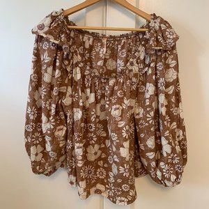 Free People Women's Miss Daisy Cotton Printed Top Vintage Combo L